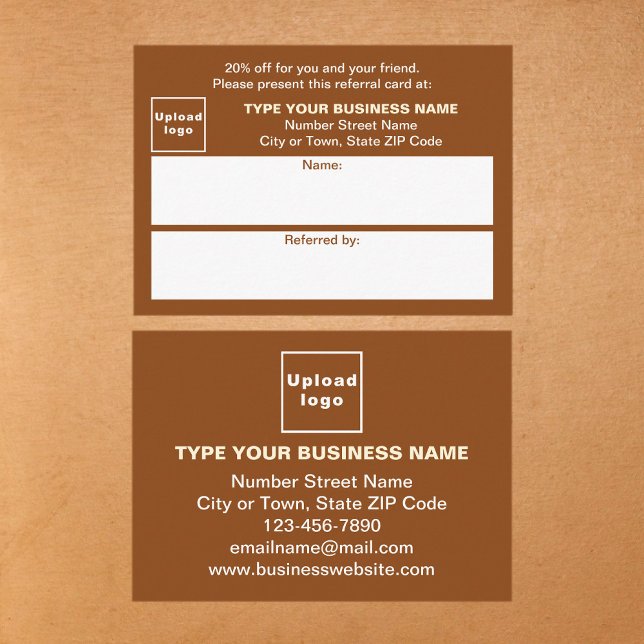 Armazenar ou Comprar Cartão de Referência Castanho (Business brown referral card for for your customers and their family, relatives or friends.)