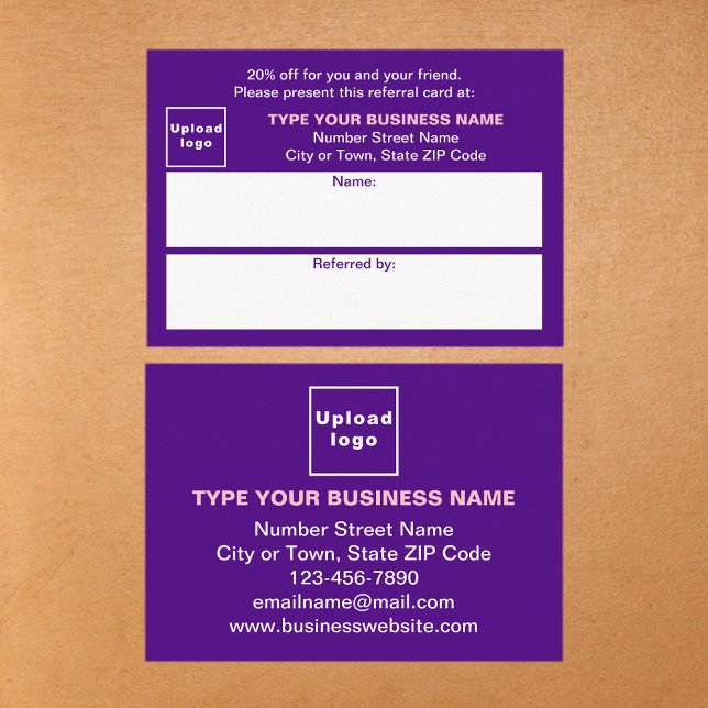 Armazenar ou Comprar Cartão de Referência Roxo par (Business purple referral card for for your customers and their family, relatives or friends.)