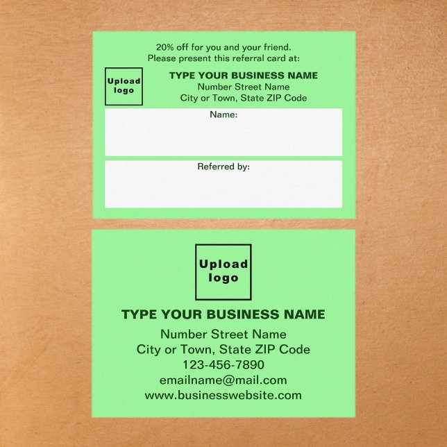 Armazenar ou Comprar Cartão de Referência Verde Cl (Business light green referral card for for your customers and their family, relatives or friends.)
