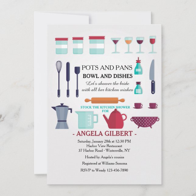 Armazene o convite do chá da cozinha (Frente)