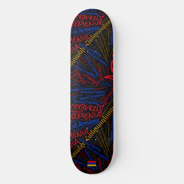 Armenia Orgulho Nacional Wordcloud Skateboard (Frente)