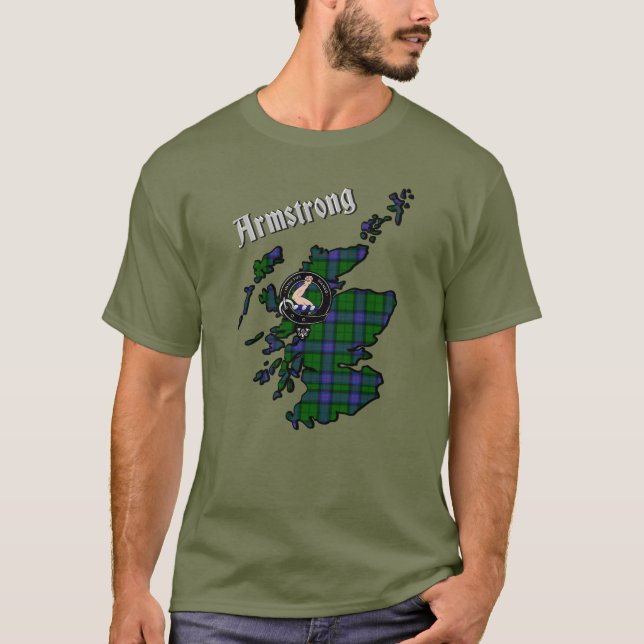 Armstrong Tartan Map & Crachá T-Shirt (Frente)