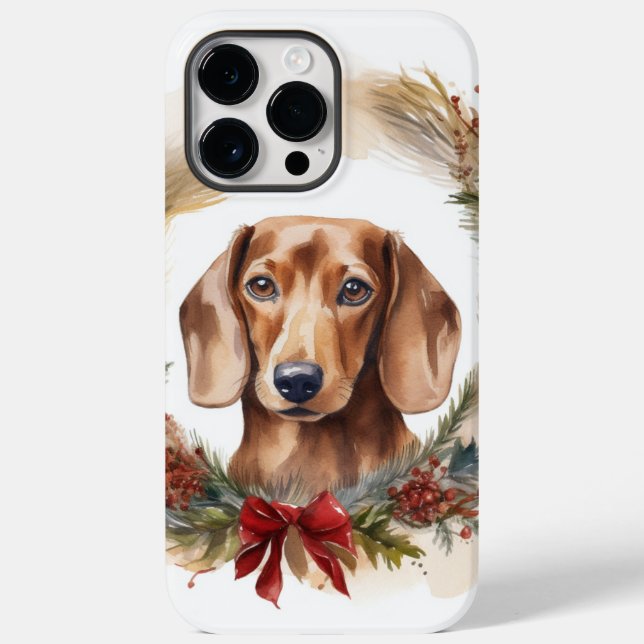 Aro de Natal de Dachshund Cachorro Festivo (Verso)