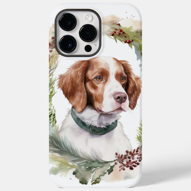 Aroca de Natal do Brittany Spaniel Cãozinho Festiv (Verso)