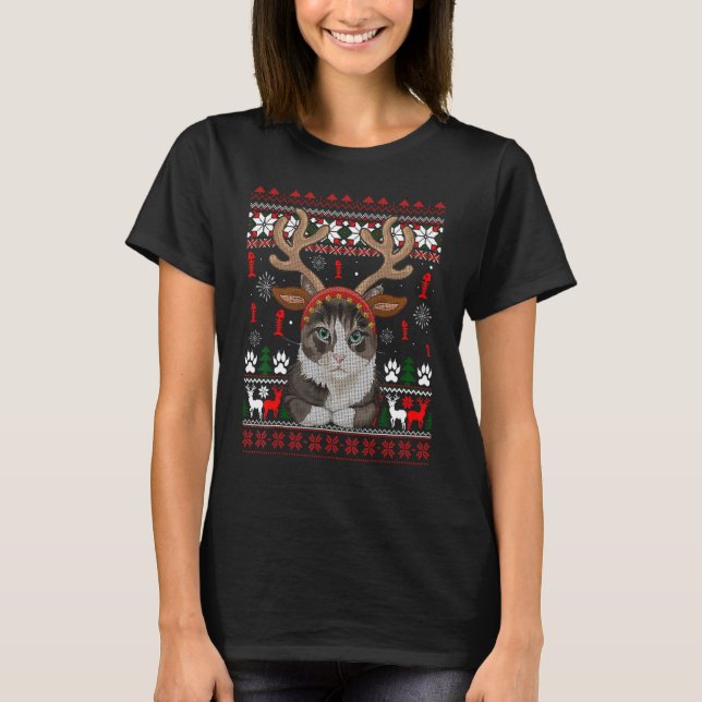 Aroldes de Rena de Gato   Suéter de Natal Feio (Frente)