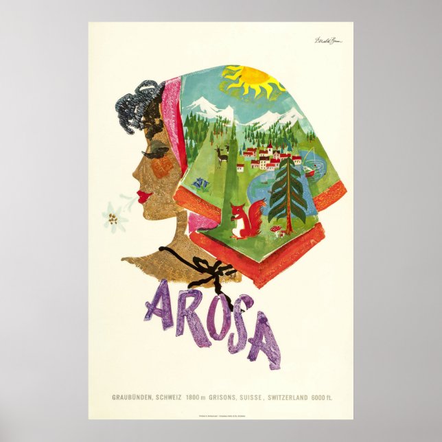 Arosa,Schweiz, Poster de viagens de Esqui (Frente)