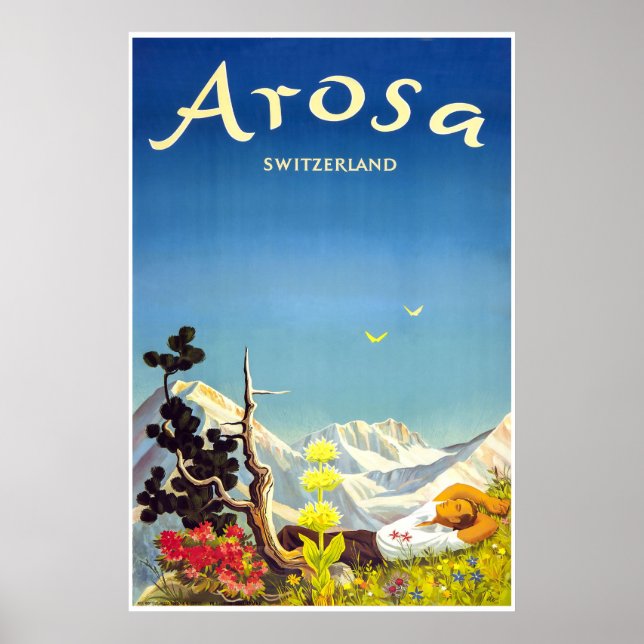 Arosa,Suiça, Poster de viagens de Esqui (Frente)