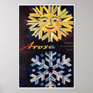 Arosa, suiça, poster de viagens do esqui