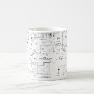arquiteto planeja caneca de café
