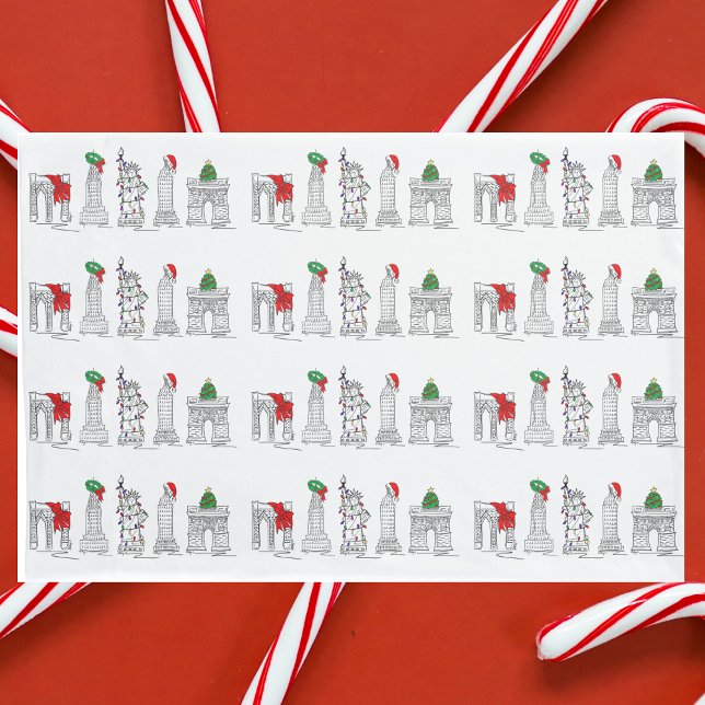 Arquitetura de Natal NYC de Natal Nova Iorque (NYC Christmas Pillowcase)