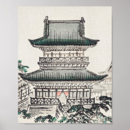 Arquitetura japonesa por Kōno Bairei Poster