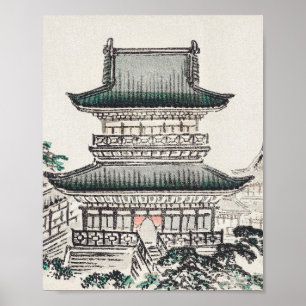 Arquitetura japonesa por Kōno Bairei Poster