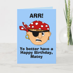 Arr Pirate Boy Engraçado Cartão de Aniversário Mod