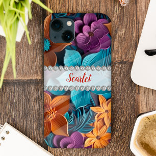 arranjo especial de flores 3D, armação de diamante