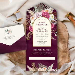 Arranjo Floral de Pluma Boho Rústico para Chá de B