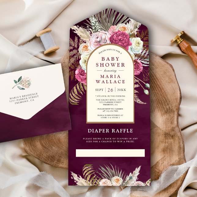 Arranjo Floral de Pluma Boho Rústico para Chá de B (Criador carregado)