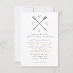 Arrows Blue Heart - Convite para casamento 3x5