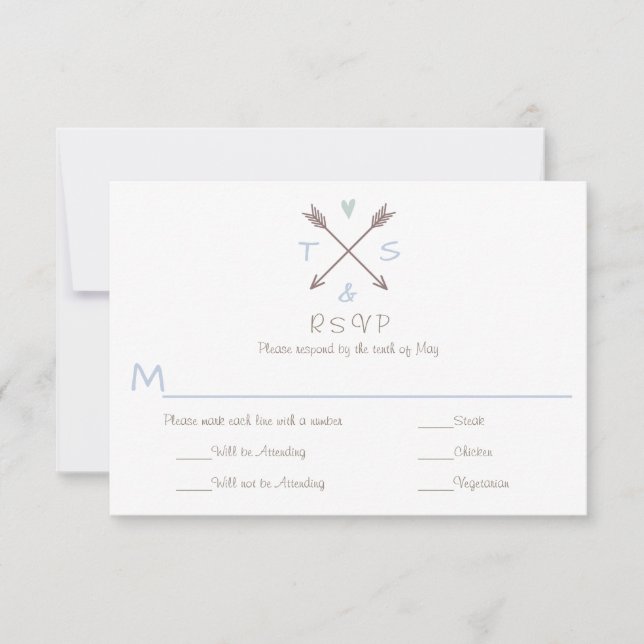 Arrows Blue Heart - RSVP & Escolha do Jantar (Frente)