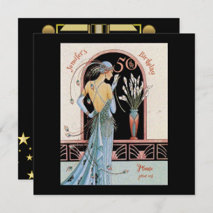 Art Deco 50º Aniversário Gatsby Tema Convites