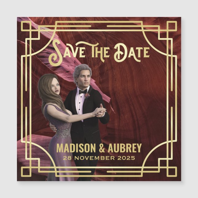 Art Deco Add Your Photo Elegant Dourado Save the D (Frente)