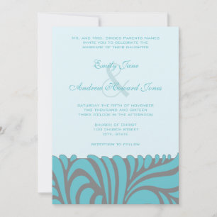 Art Deco Aqua Swirls Convite Para Casamento