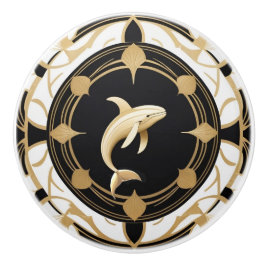 Art Deco Baleia Preta Dourada