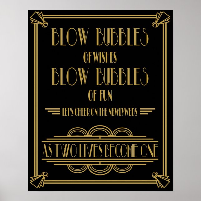 Art Deco Blow Bubbles para Impressão de diversão (Frente)