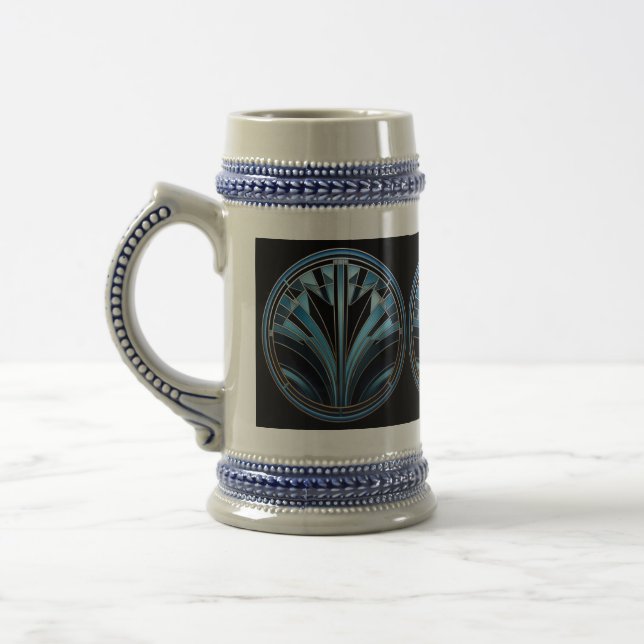 Art Deco Blue Design Caneca de cerveja (Esquerda)