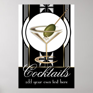 Art Deco Cocktails Grande Poster Personalizado