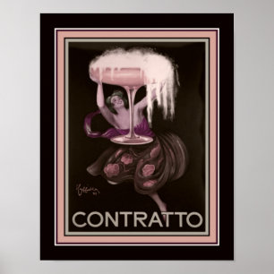 Art Deco Contratto Champagne Ad Poster de 1930