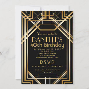 Art Deco Convite de Aniversário Roaring 20s