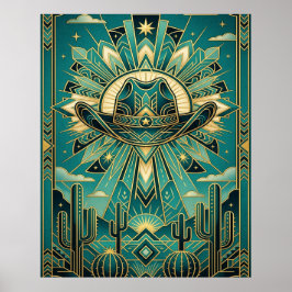 Art Deco Cowboy Hat Poster - Geometric Western