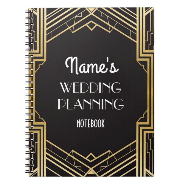 Art deco de Gatsby do caderno que Wedding notas do (Frente)