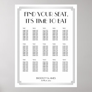 Art deco de prata que Wedding o poster da carta do