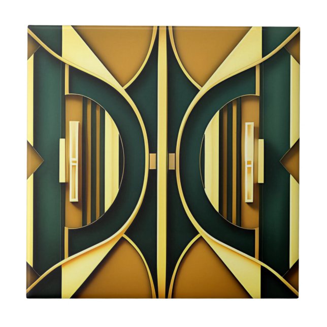 Art Deco Deep Emerald e Azulejo Dourado (Frente)