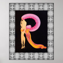 Art Deco Design com a letra R Poster da Erte