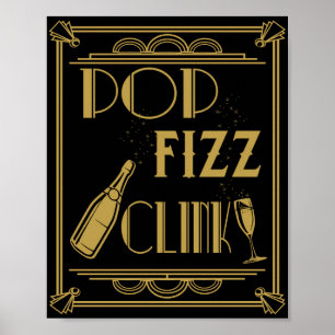Art deco do poster do partido do Clink do Fizz do