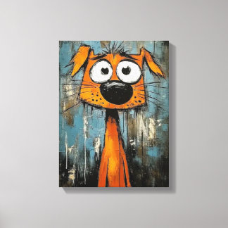 Art Deco Dog Wooden Frame Canvas