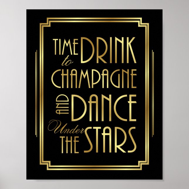 Art Deco DRINK CHAMPAGNE DANCE SOB STARS Impressão (Frente)