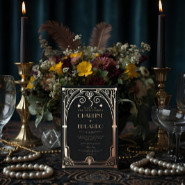 Art Deco Elegante Preto Dourado Anos 20 Casamento 