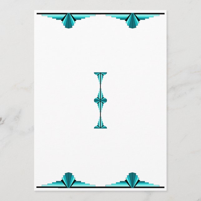 Art deco elements in teal green menu (Frente)
