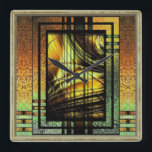 Art Deco Em Relógio Verde E Dourado Grande<br><div class="desc">arte digital moderna no estilo de deco de arte em verdes e dourados.</div>