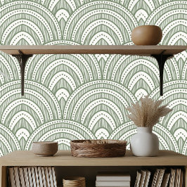 Art Deco Fan Pattern Sage Green