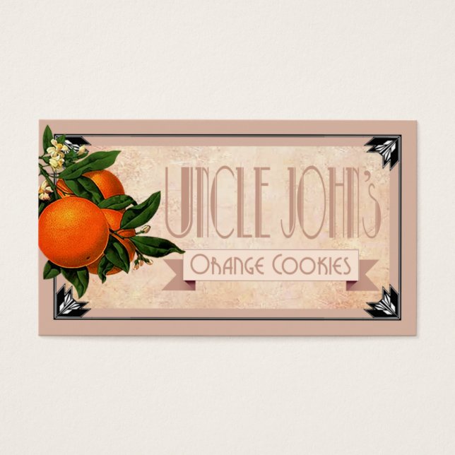 Art Deco Favor dos biscoitos laranja do tio John | (Frente)