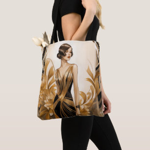 Art Deco Female por todo o Impressão Tote Bag