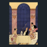 Art Deco Fine Dining Poster<br><div class="desc">Poster de Jantar Bons Art Deco. Famoso ator francês e design do ilustrador George Barbier apresentando uma cena de jantar em Paris durante o 1920. Uma bela ilustração da cabana francesa durante os vinte e poucos anos.</div>