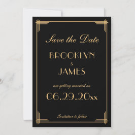 Art Deco Gatsby Black Cartões salve a data