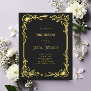 Art Deco Gatsby convite de aniversário de ouro pre