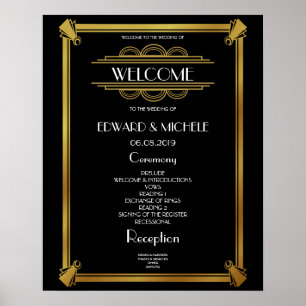 Art Deco Gatsby poster de casamento