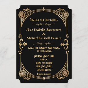 Art Deco Gatsby Style Convite para Casamento